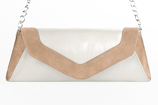 Biscuit beige and pure white matching shoes, clutch and . Wiew of clutch - Florence KOOIJMAN